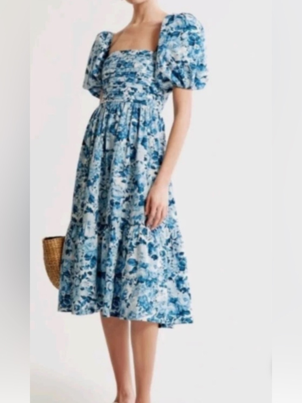Abercrombie & Fitch Blue and White Floral Midi Dress